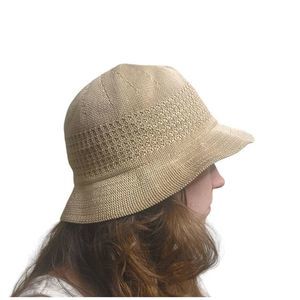 Crochet Woven Knit Style Bucket Hat Tan Beige 7.5 - 8